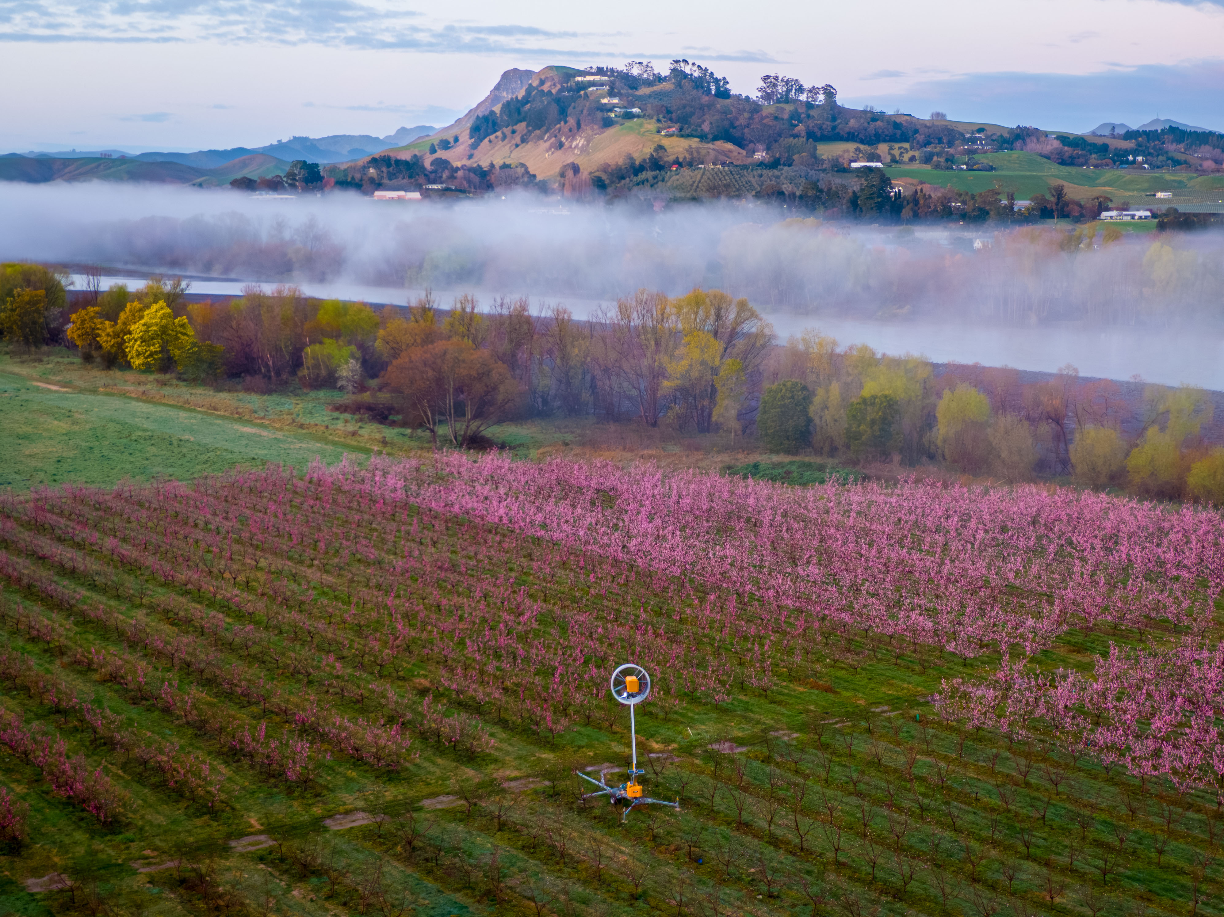 frost fan in orchard